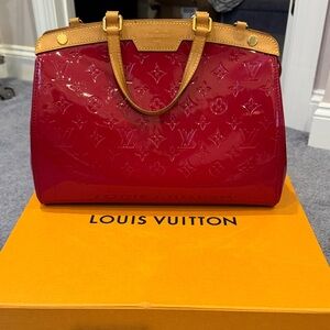 Louis Vuitton Glossy Red and Tan Satchel